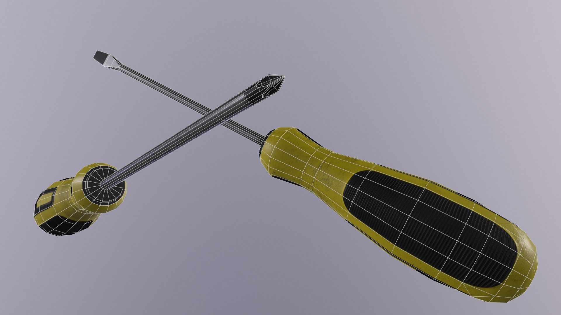 Crosshead and flathead screwdrivers set Low-poly 3D model_6