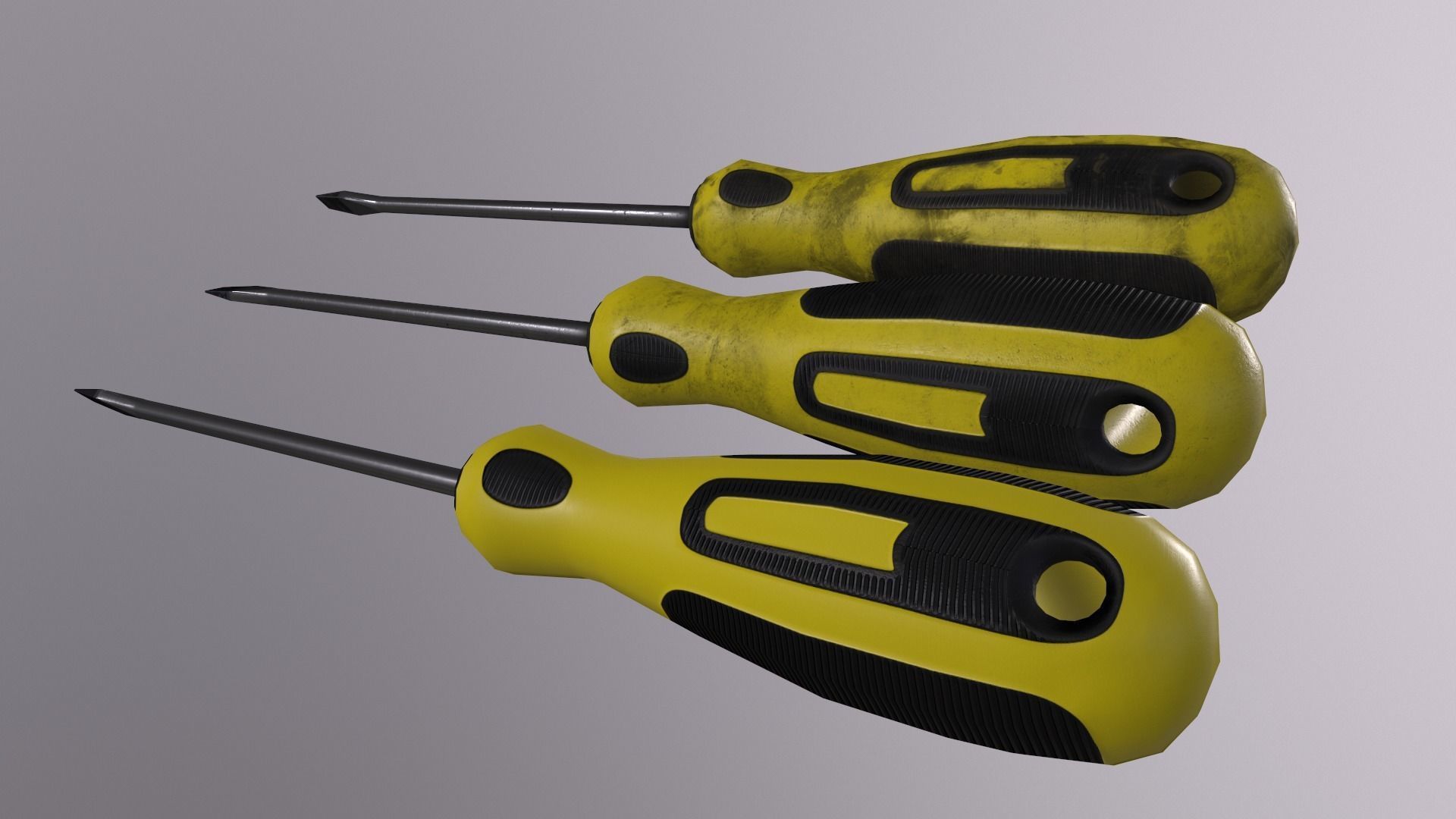 Crosshead and flathead screwdrivers set Low-poly 3D model_9