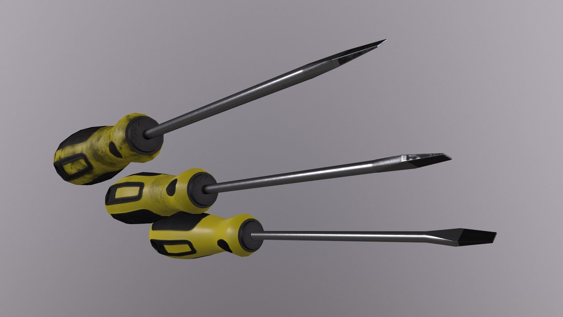 Crosshead and flathead screwdrivers set Low-poly 3D model_11