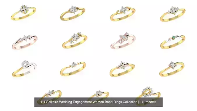 111 Solitaire Wedding Engagement Women Band Rings Collection