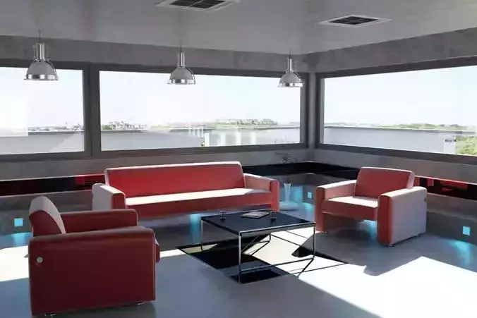 Living Room With Red Couch Archinteriors For C4 D Vol 1 3D model