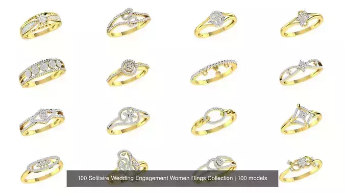 100 Solitaire Wedding Engagement Women Rings Collection
