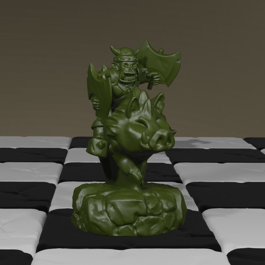 fantasy army chess set Human vs orc 3D print model_23