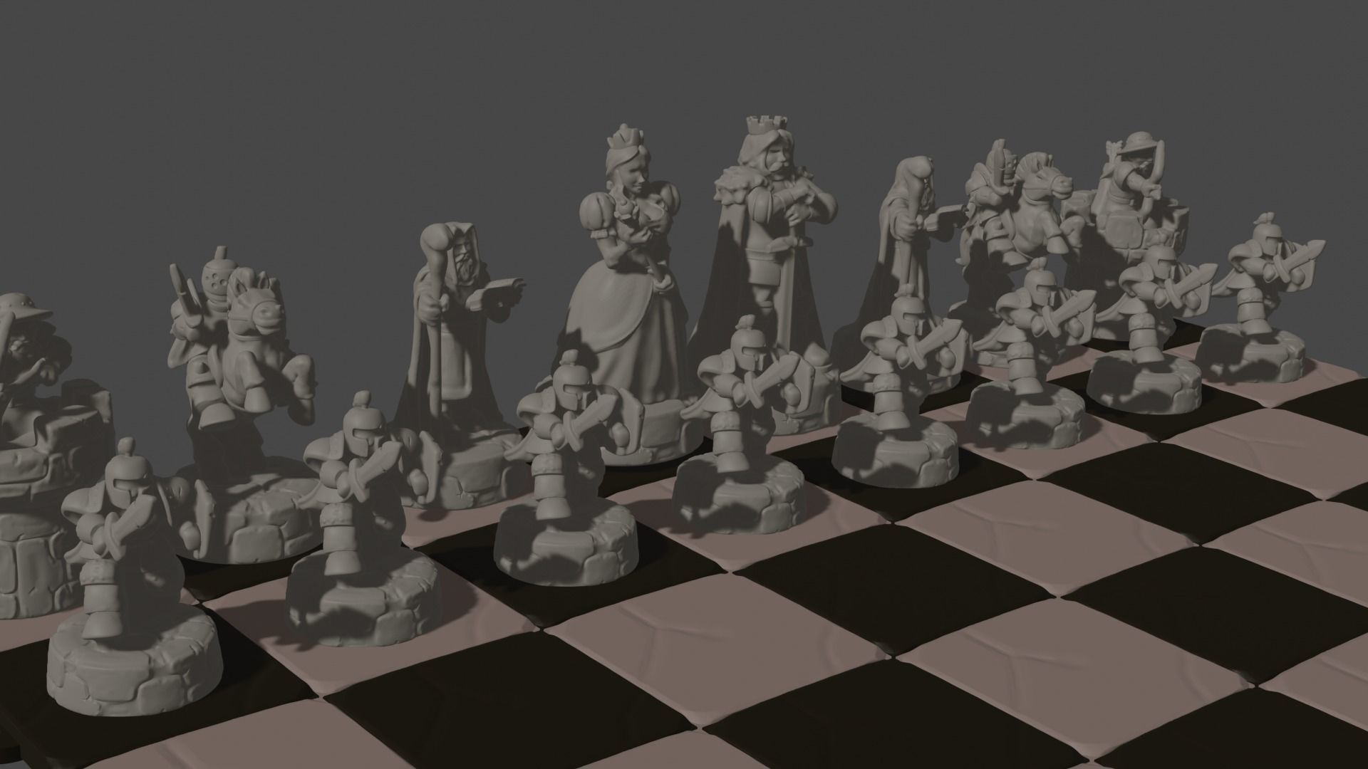 fantasy army chess set Human vs orc 3D print model_21