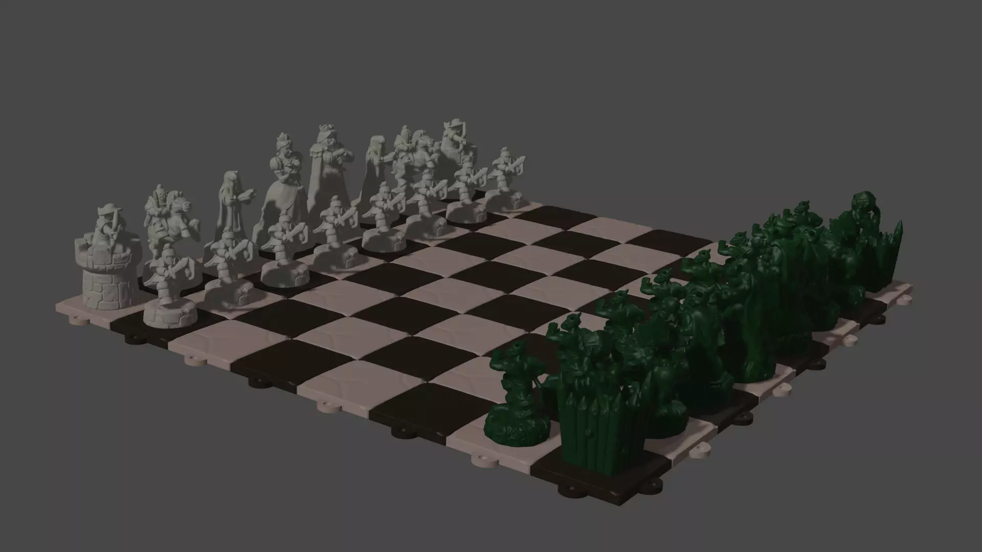 fantasy army chess set Human vs orc 3D print model_0