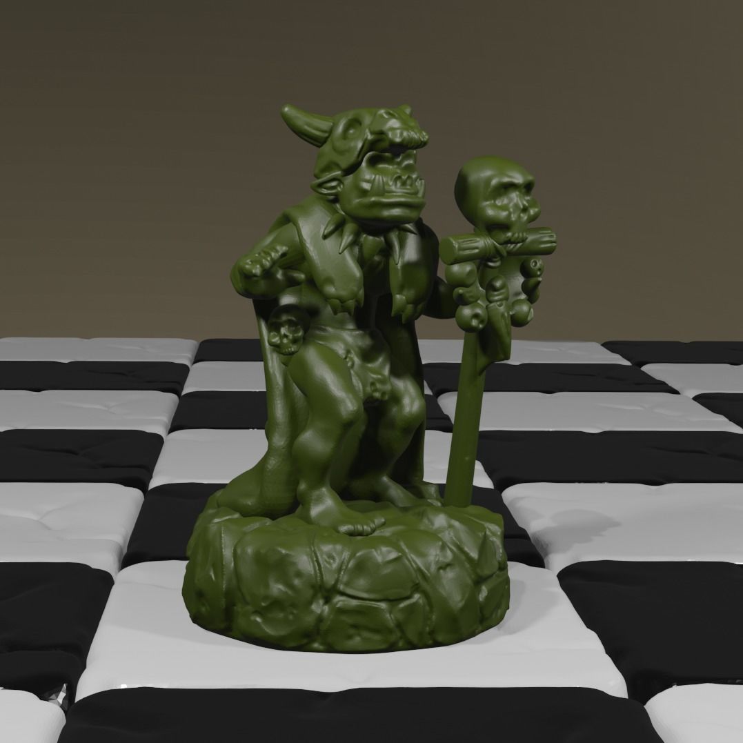 fantasy army chess set Human vs orc 3D print model_29