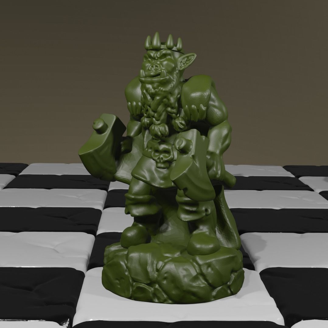 fantasy army chess set Human vs orc 3D print model_28