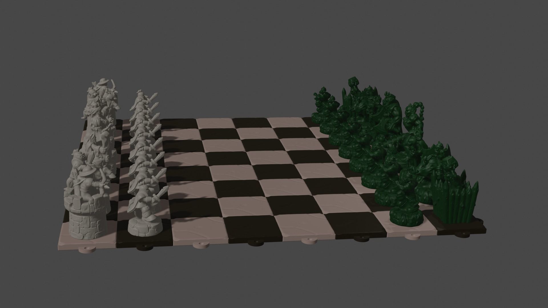 fantasy army chess set Human vs orc 3D print model_4