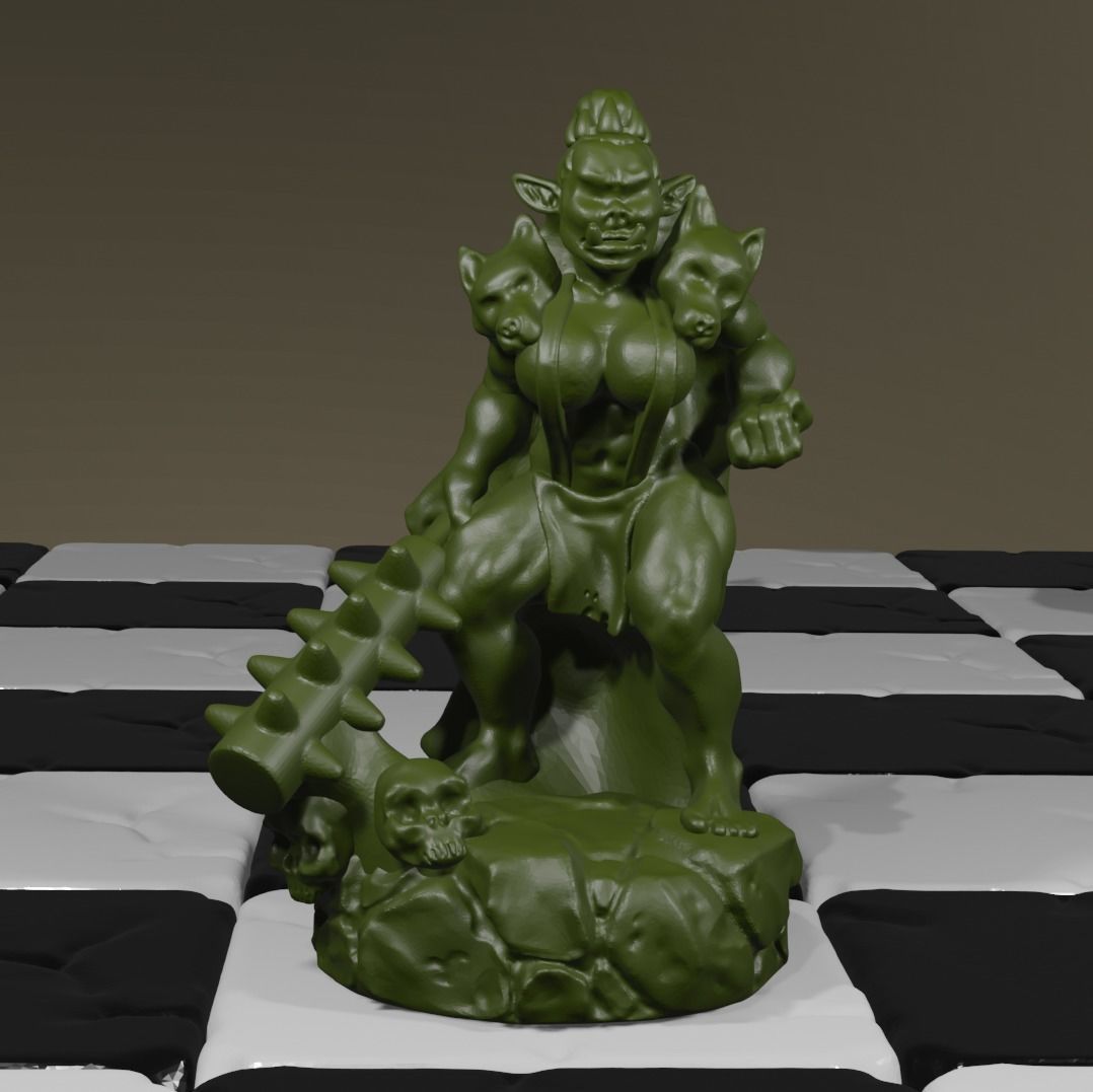 fantasy army chess set Human vs orc 3D print model_30