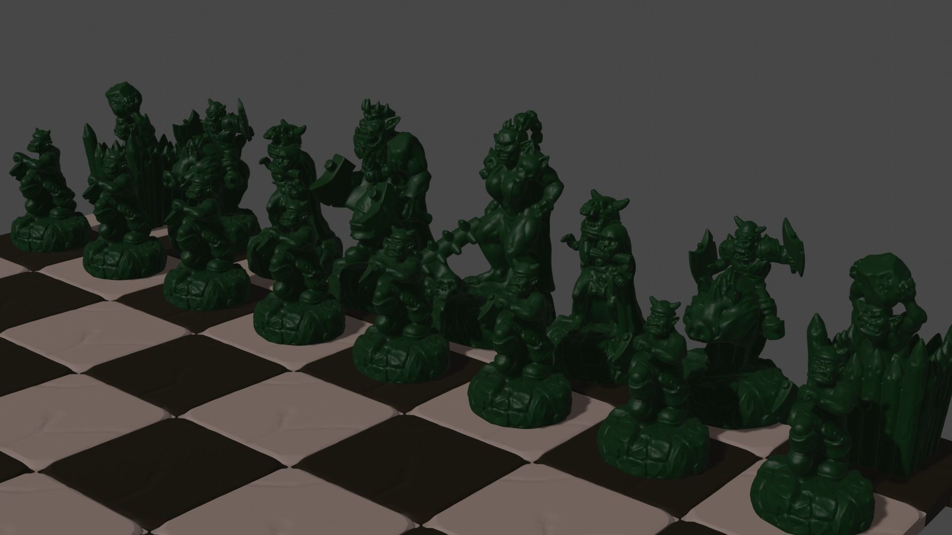 fantasy army chess set Human vs orc 3D print model_31