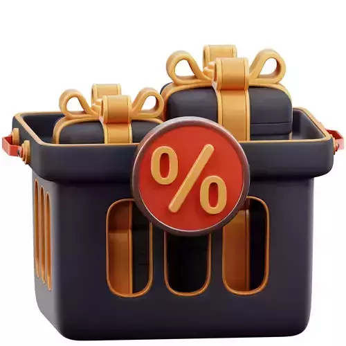 Shopping Basket Discount 3D Icon