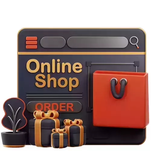 Online Shop Landing Page 3D Icon Low-poly 3D model