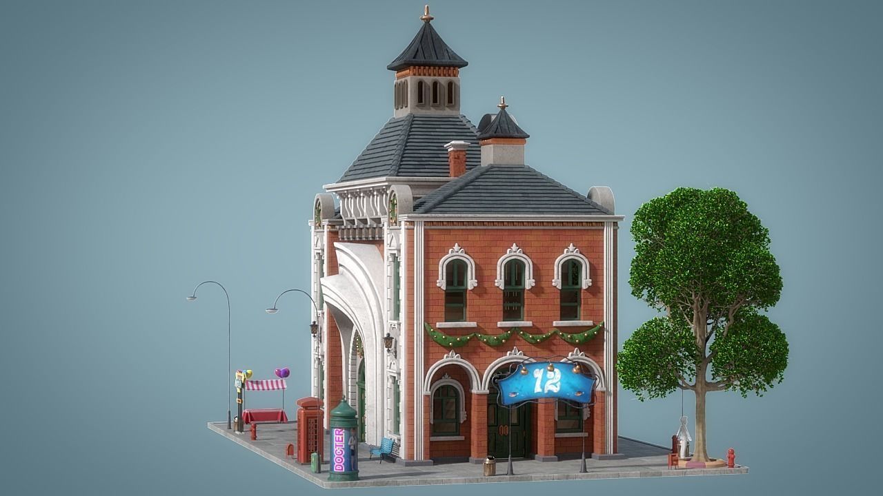 Cartoon House 14 3D model_6