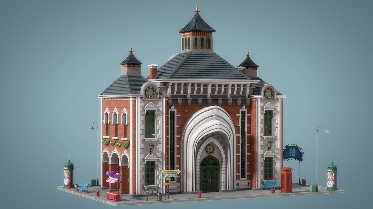 Cartoon House 14 3D model_3