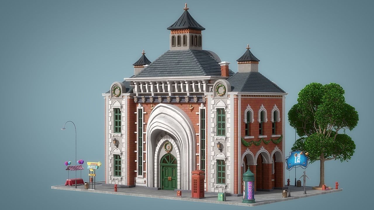 Cartoon House 14 3D model_2