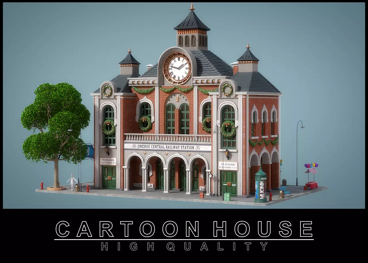 Cartoon House 14 3D model_0