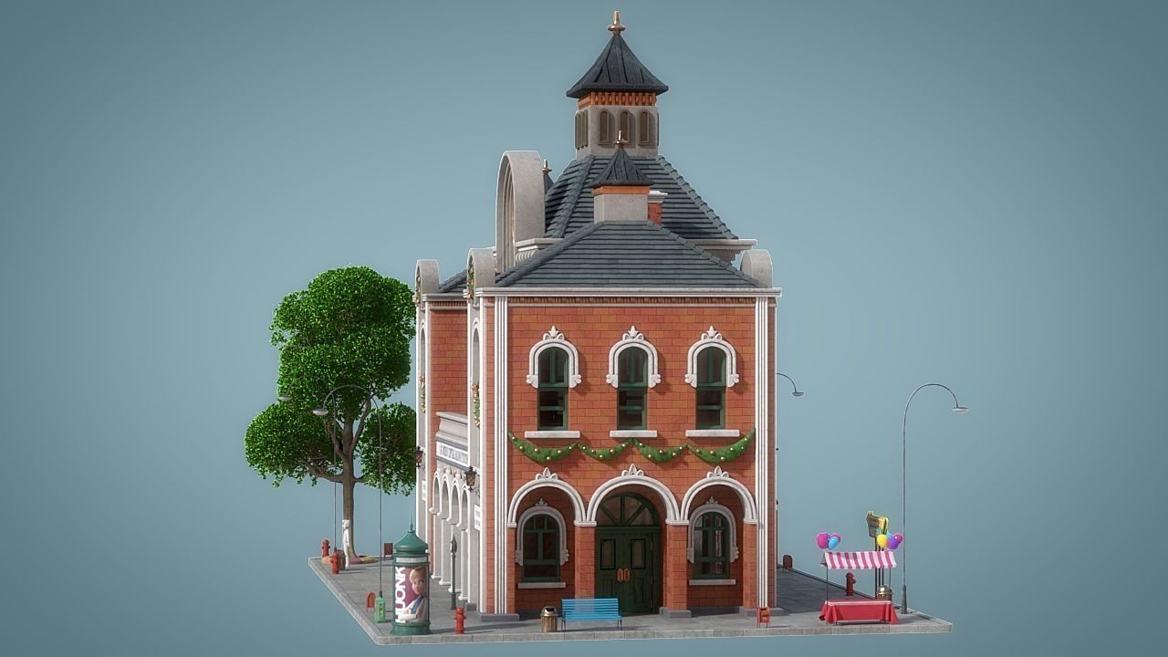 Cartoon House 14 3D model_5