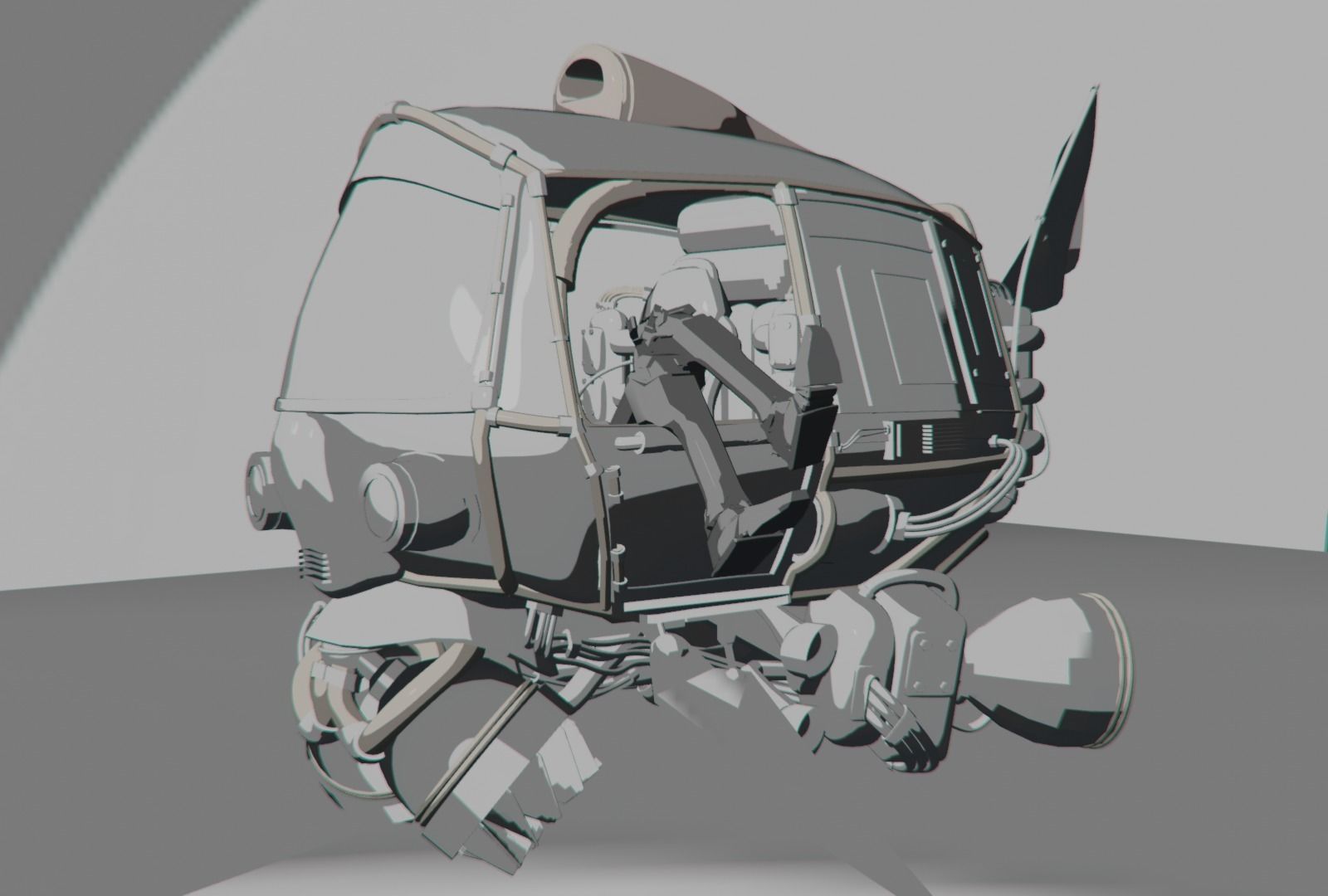 AUTO RICKSHAW Bajaj Tuk-tuk Cyberpunk Taxi 3D model_6