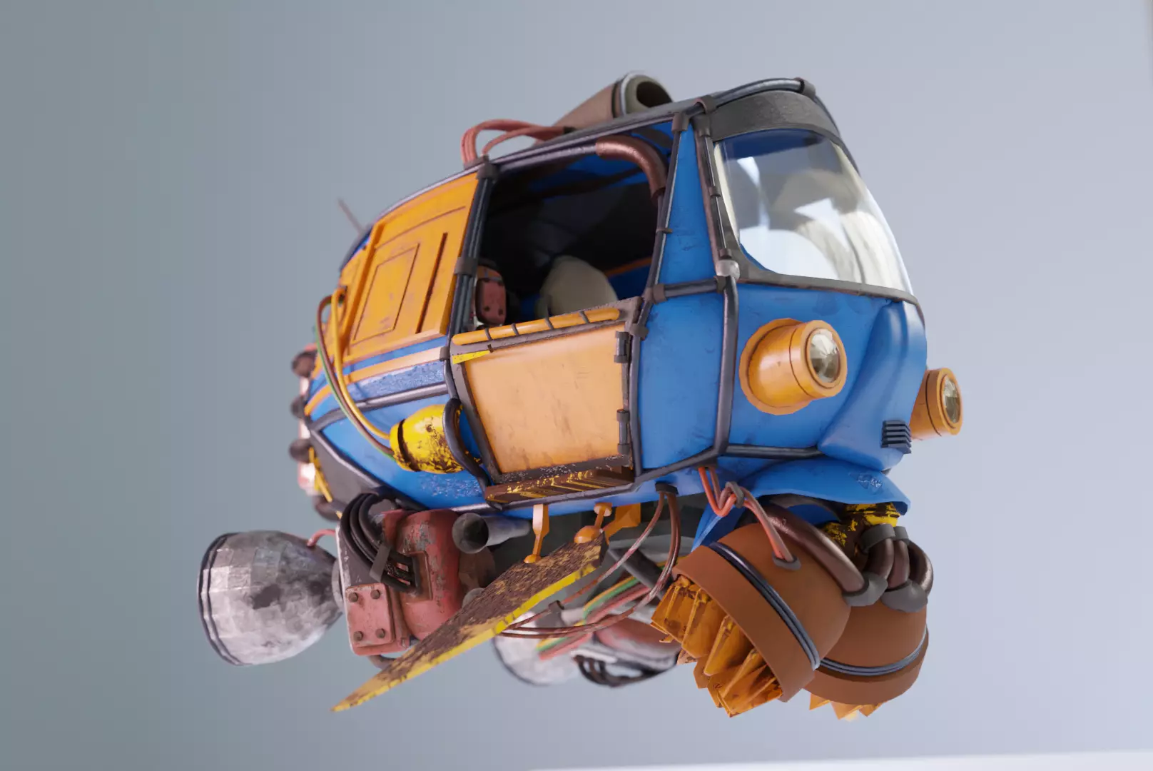 AUTO RICKSHAW Bajaj Tuk-tuk Cyberpunk Taxi 3D model_0