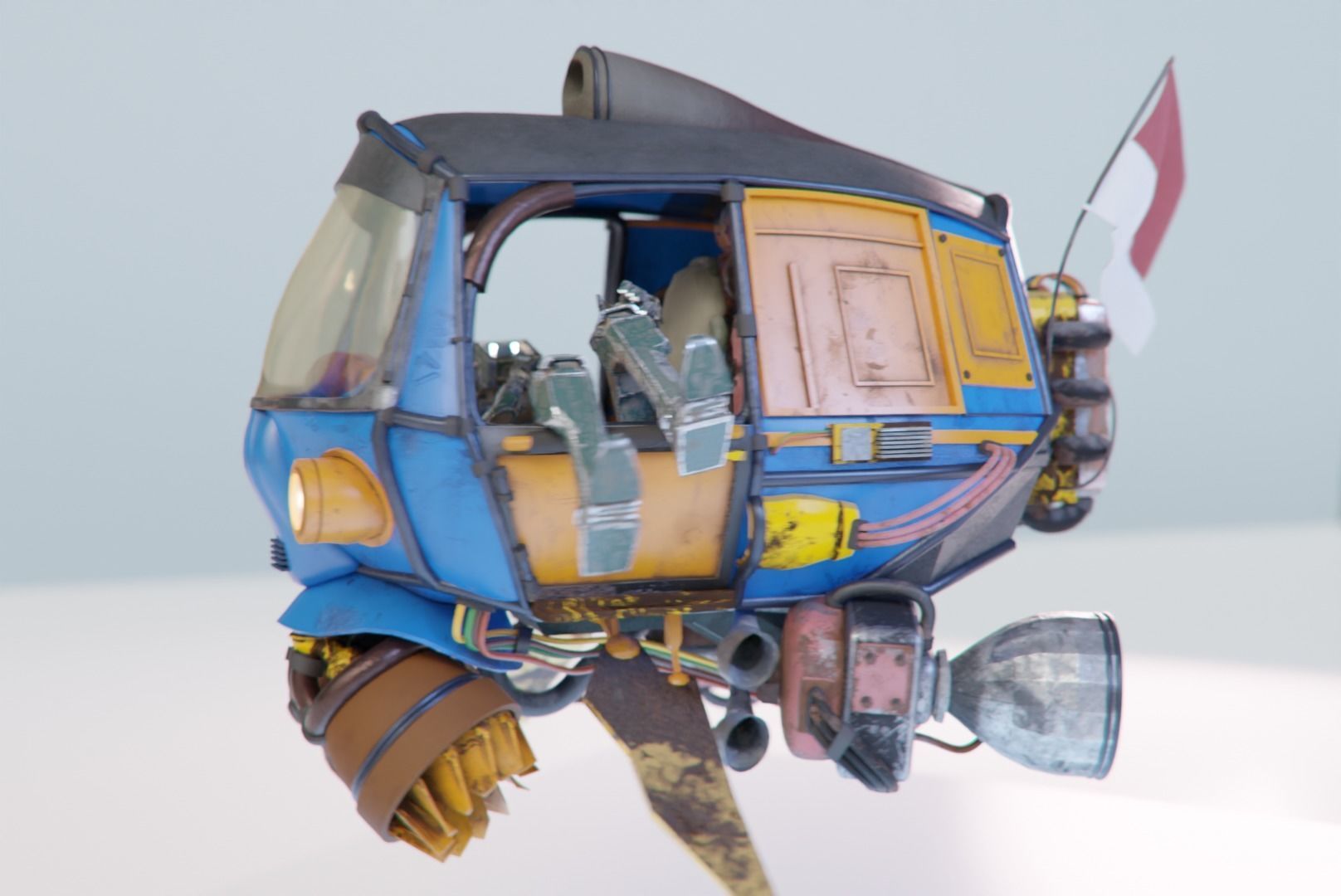 AUTO RICKSHAW Bajaj Tuk-tuk Cyberpunk Taxi 3D model_3