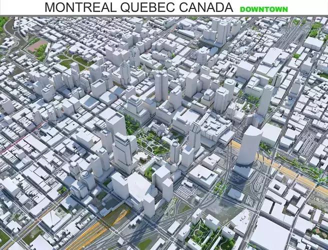 Montreal Downtown Quebec Canada Low-poly 3D model