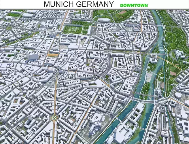 Munich Downtown Germany Low-poly 3D model