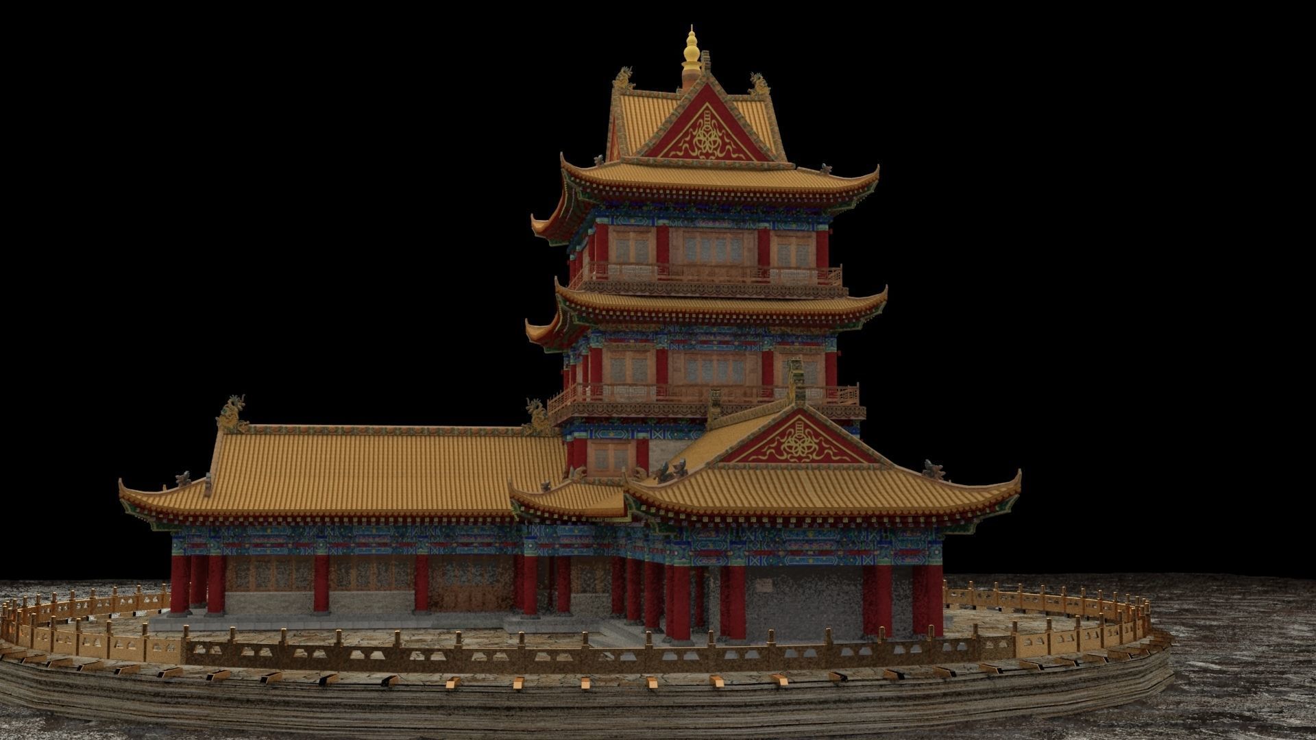 Chinese ancient house 3D model_1