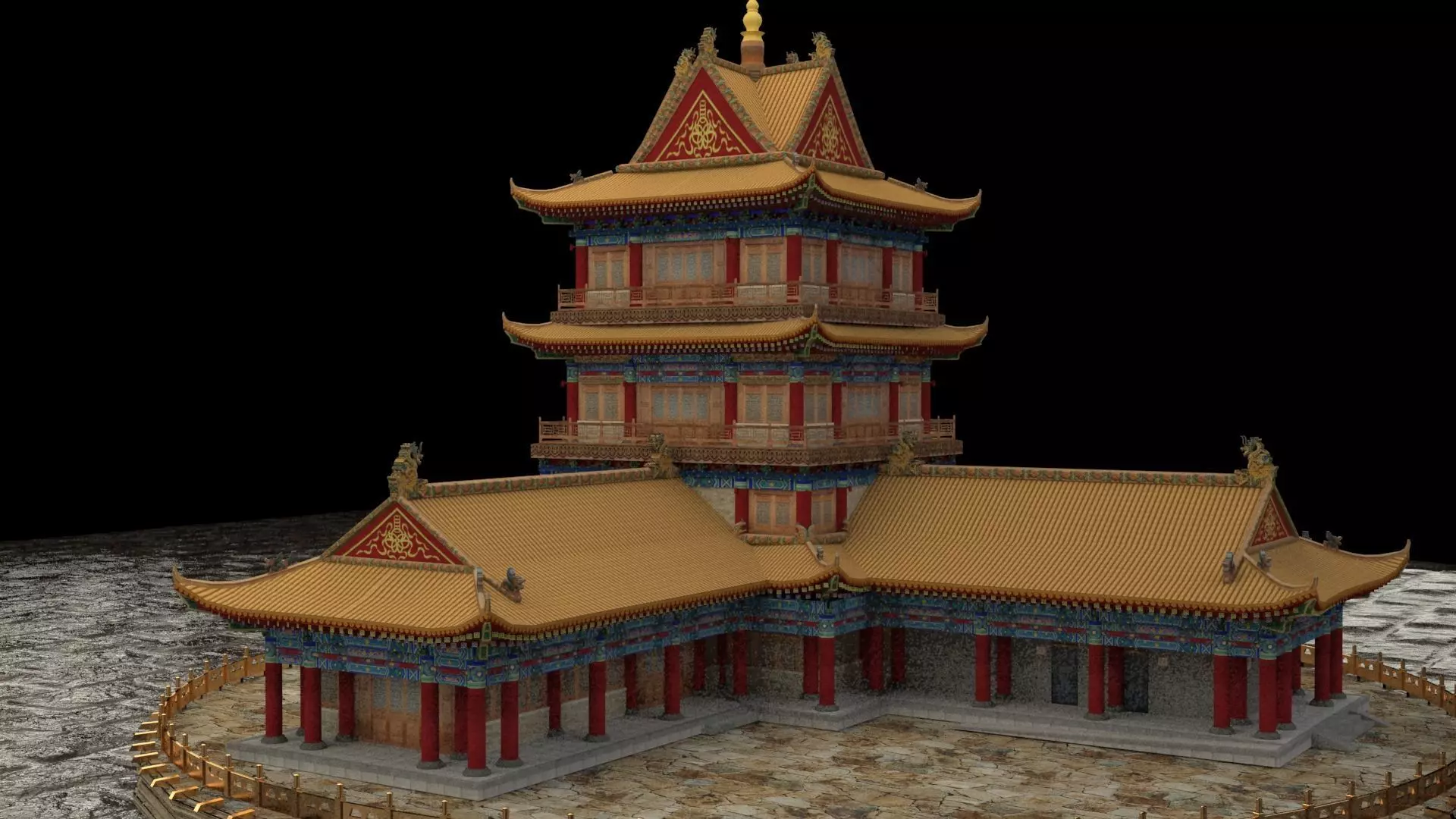 Chinese ancient house 3D model_0