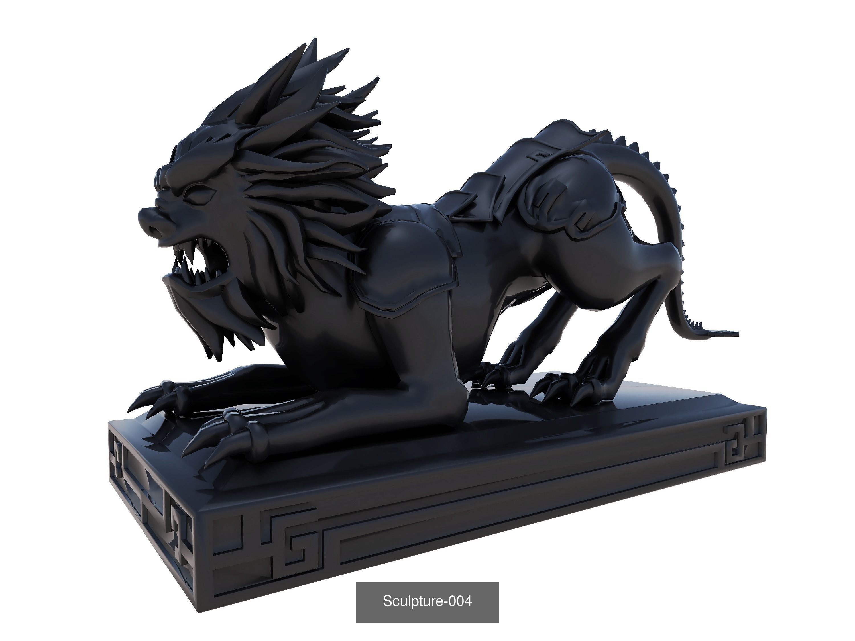 Sculpture-A statue of lion 3D Model Collection_4
