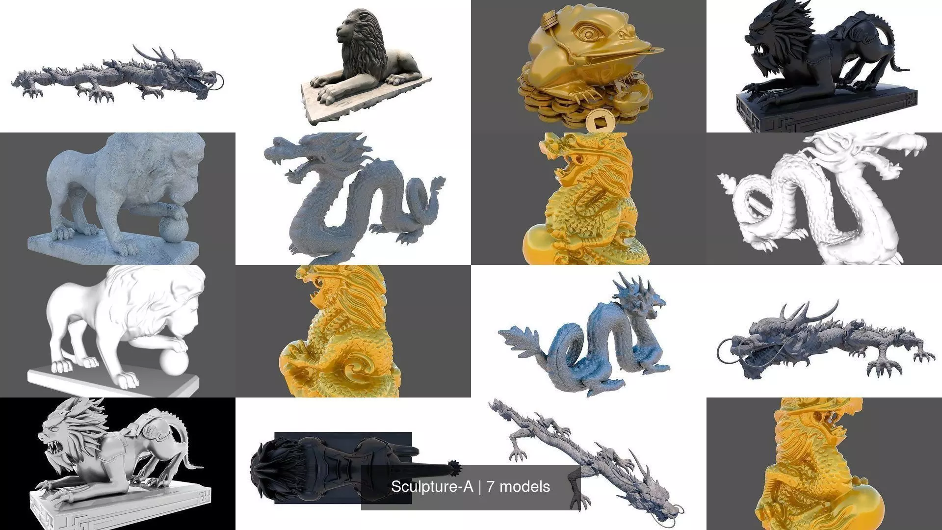 Sculpture-A statue of lion 3D Model Collection_0