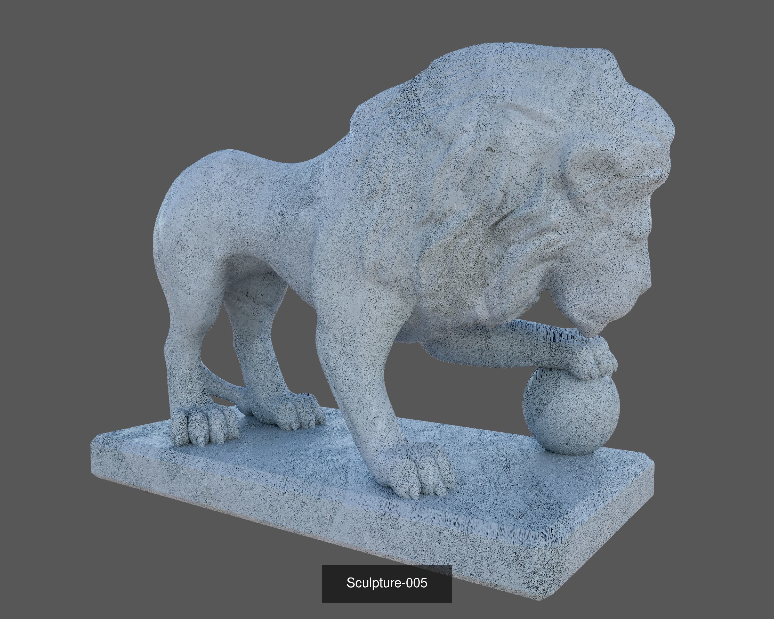 Sculpture-A statue of lion 3D Model Collection_5