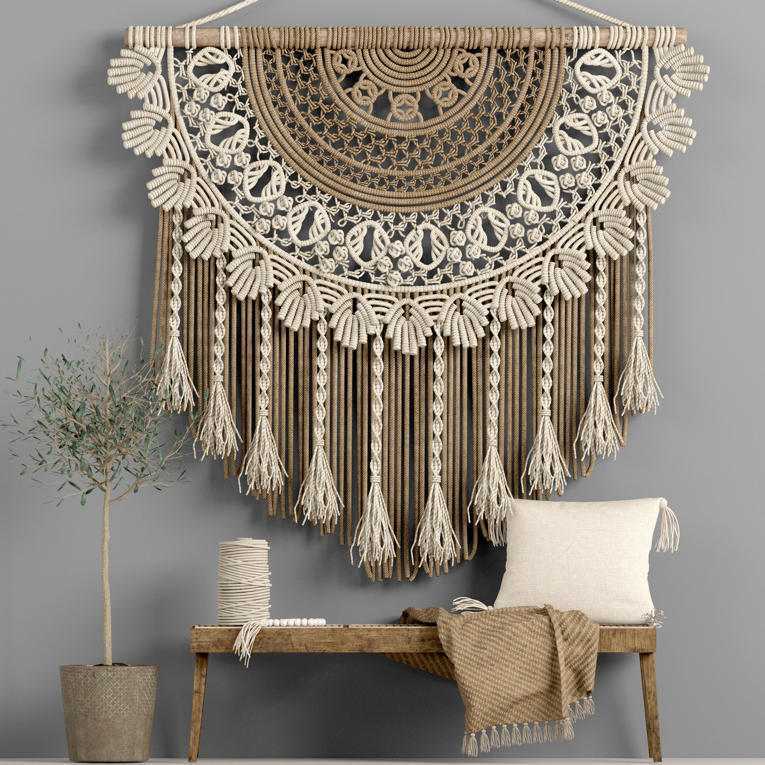 macrame decor set 10 3D model_2