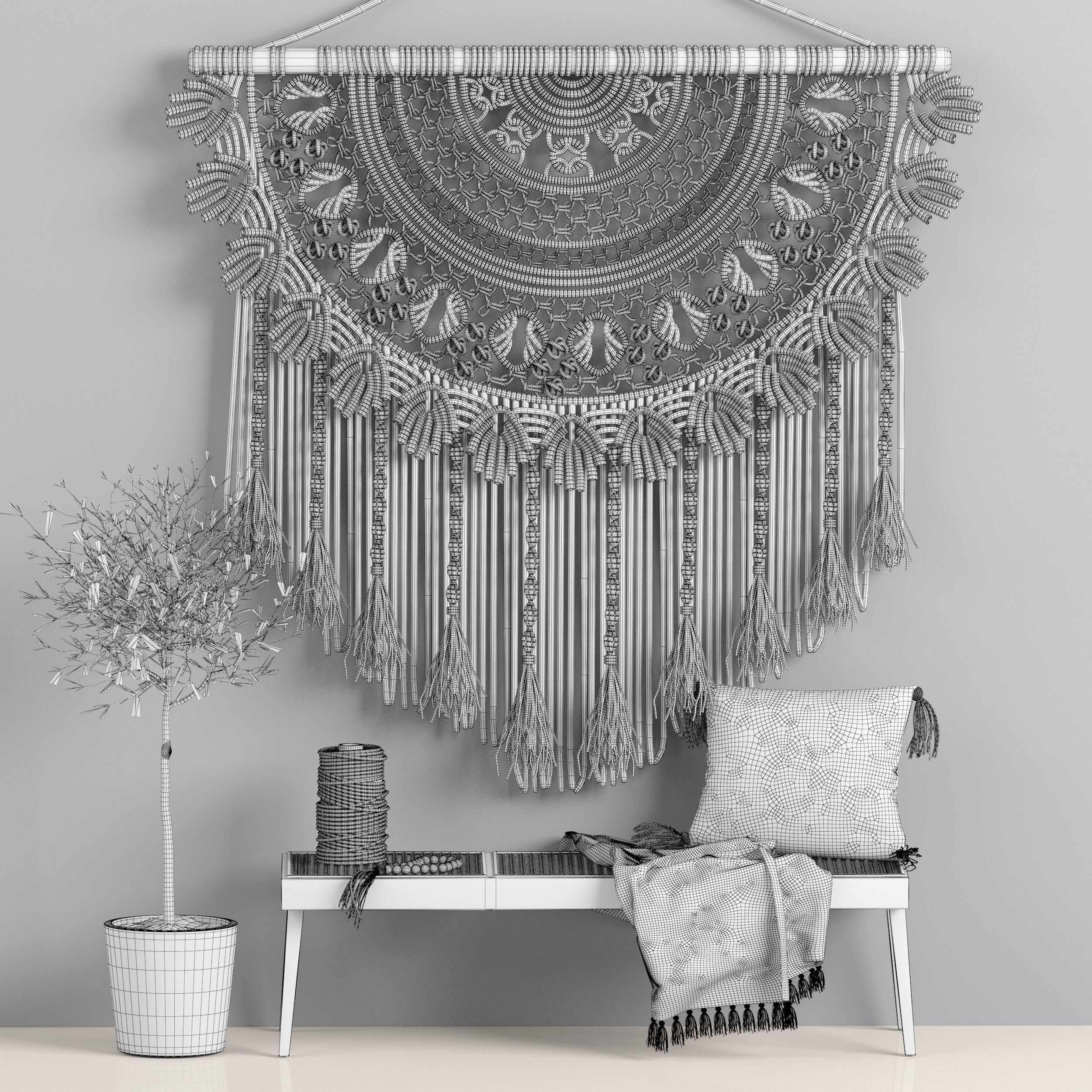 macrame decor set 10 3D model_5