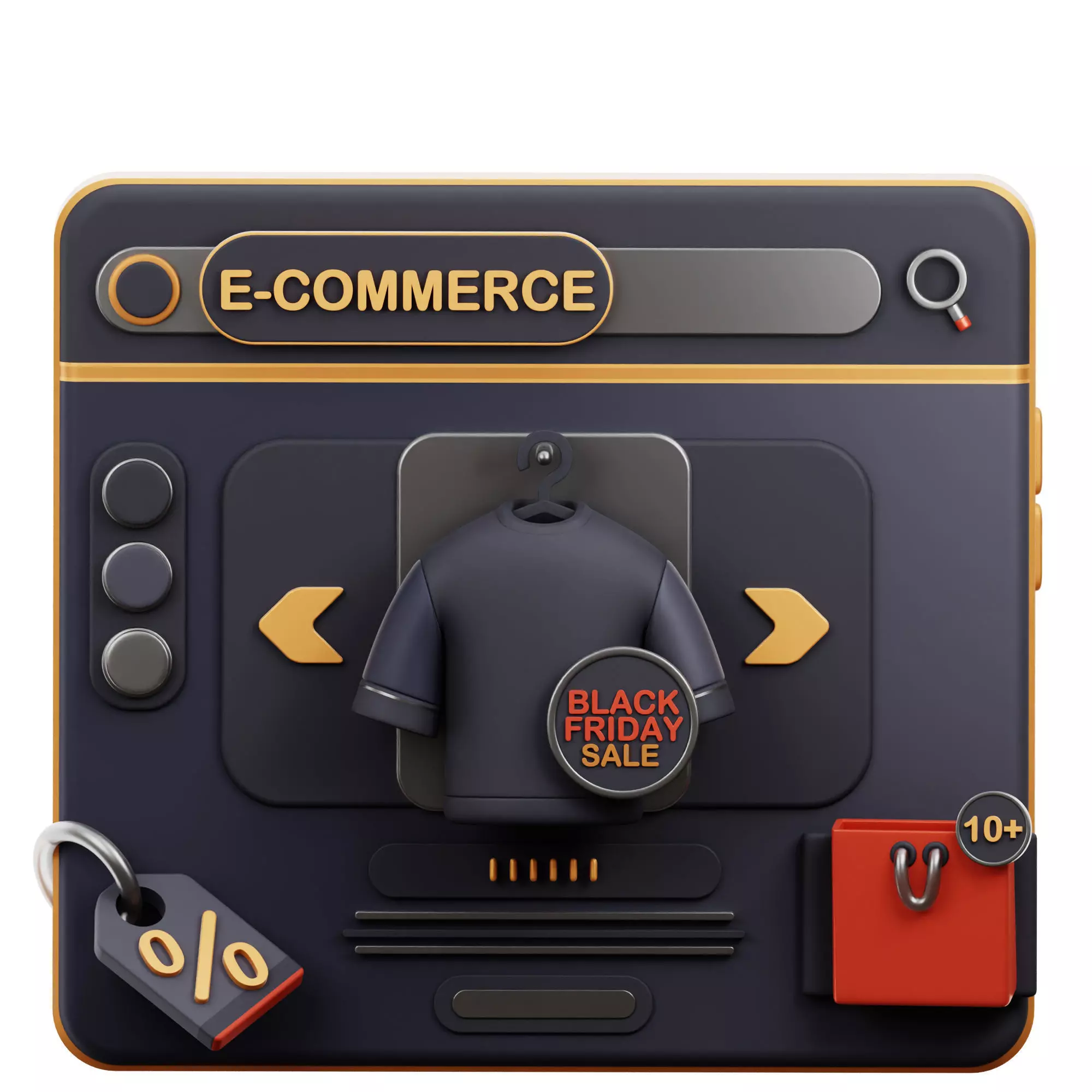 E-Commerce Black Friday Sale 3D Icon Low-poly 3D model_0