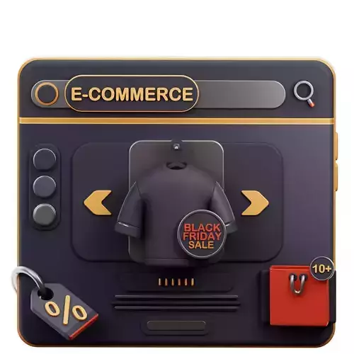 E-Commerce Black Friday Sale 3D Icon Low-poly 3D model