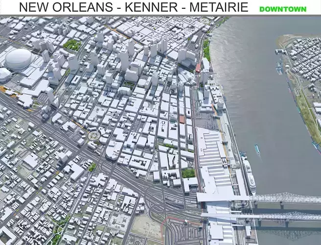 New Orleans Downtown Louisiana USA Low-poly 3D model