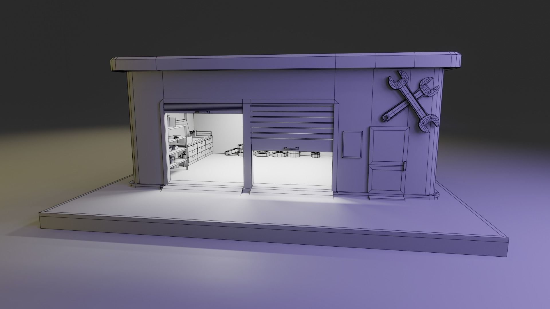 Low Poly Garage Low-poly 3D model_4