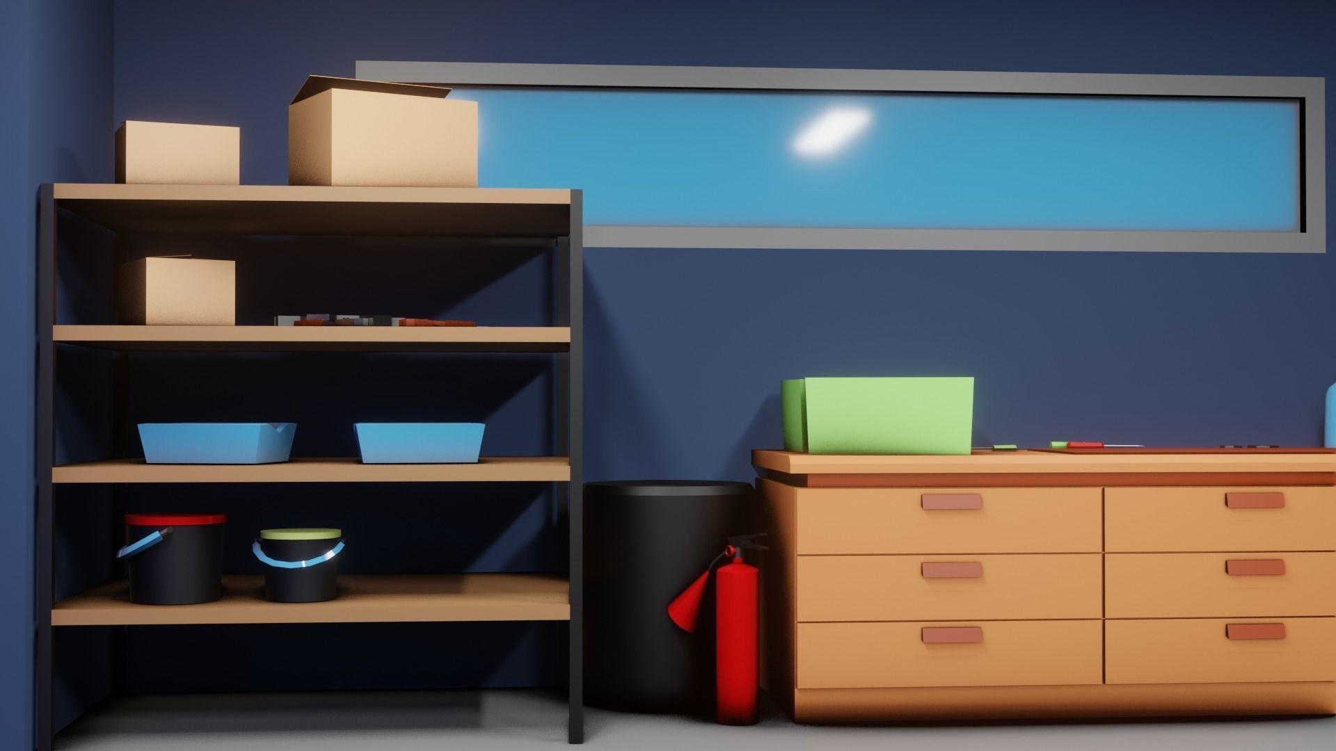 Low Poly Garage Low-poly 3D model_2