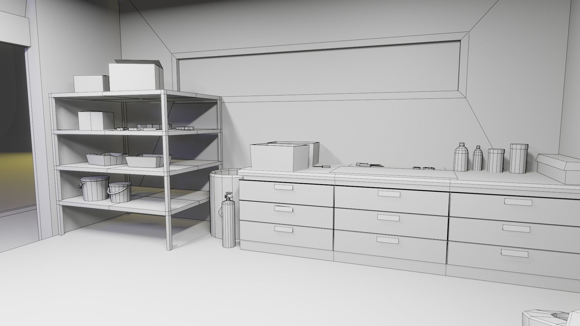 Low Poly Garage Low-poly 3D model_5