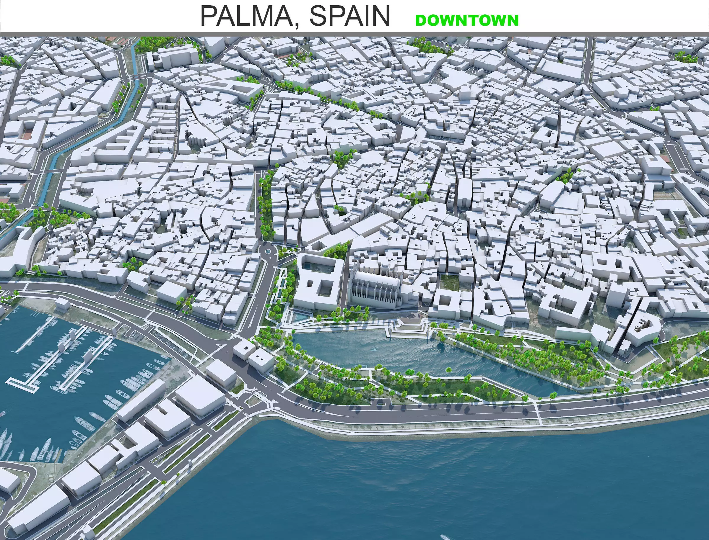 Palma Downtown Spain Low-poly 3D model_0
