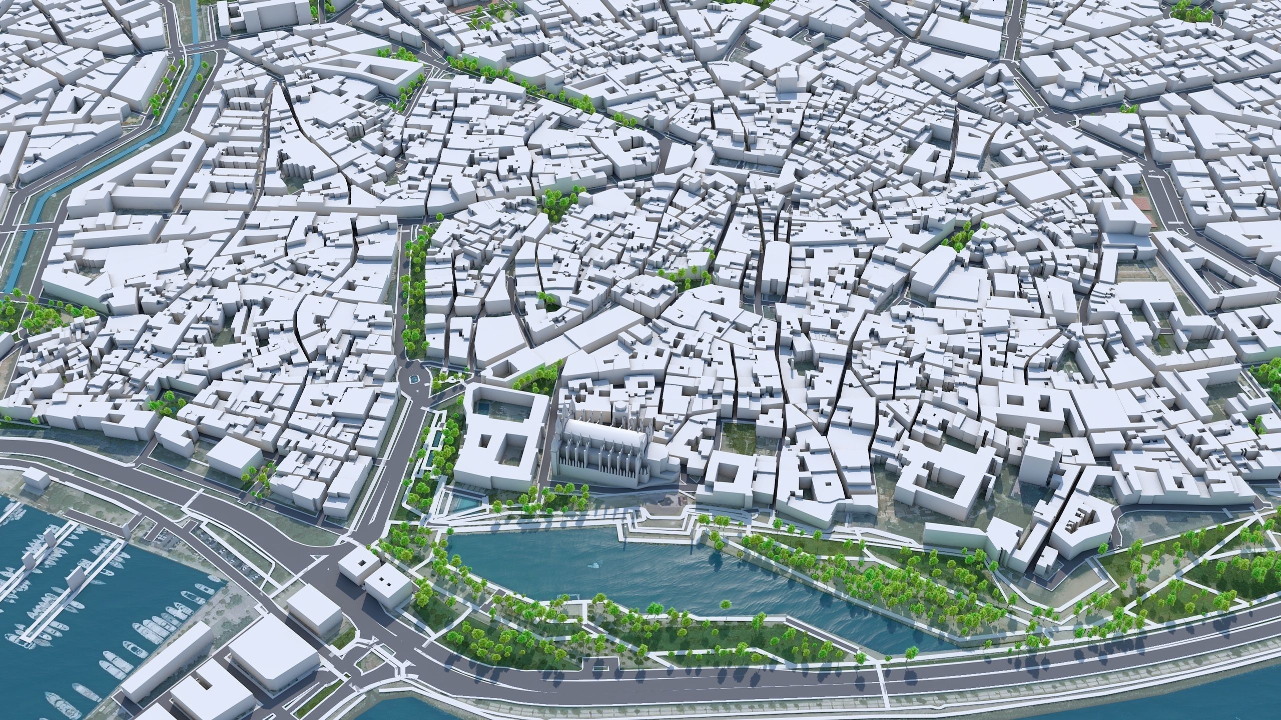 Palma Downtown Spain Low-poly 3D model_1