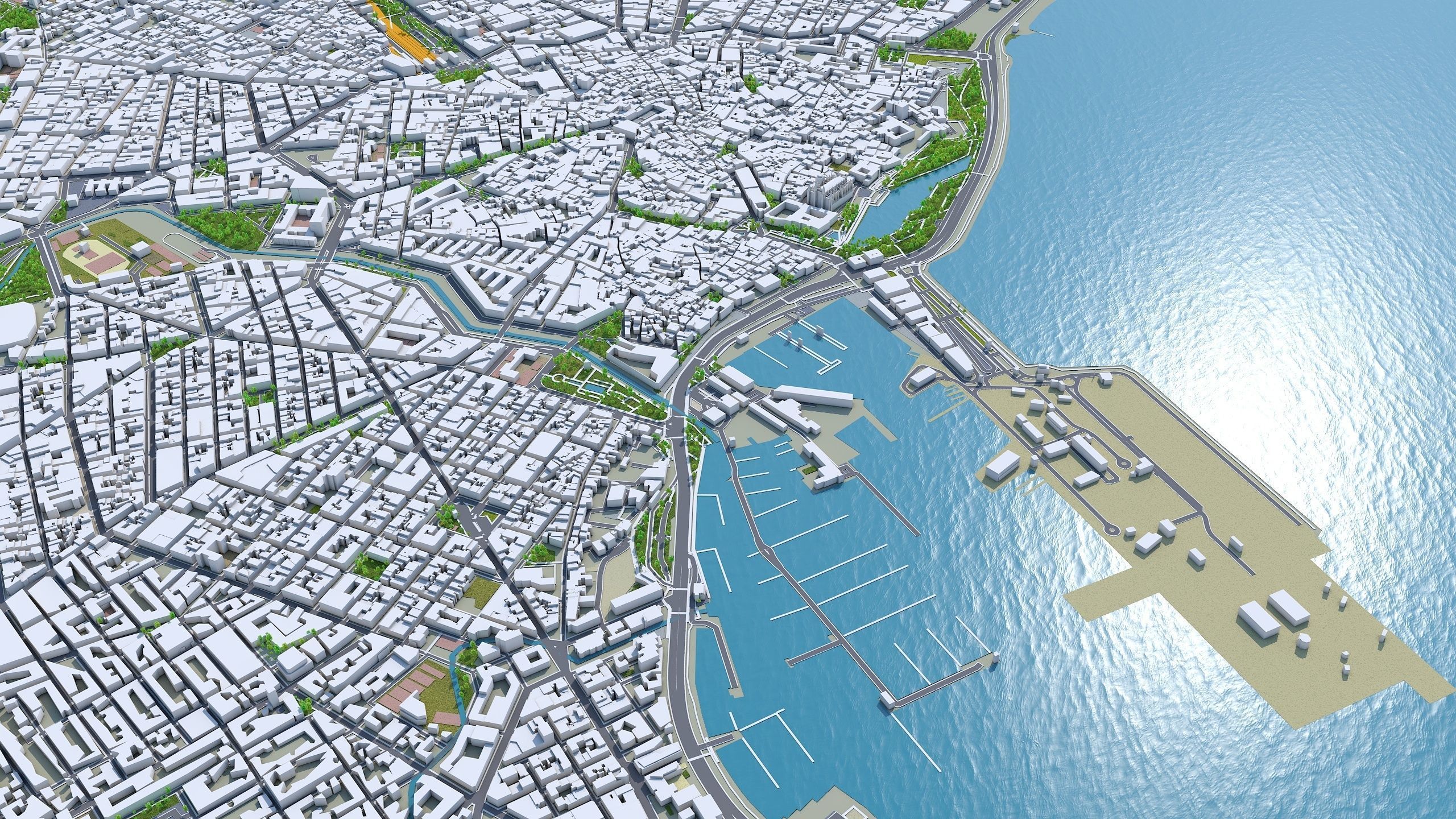 Palma Downtown Spain Low-poly 3D model_4