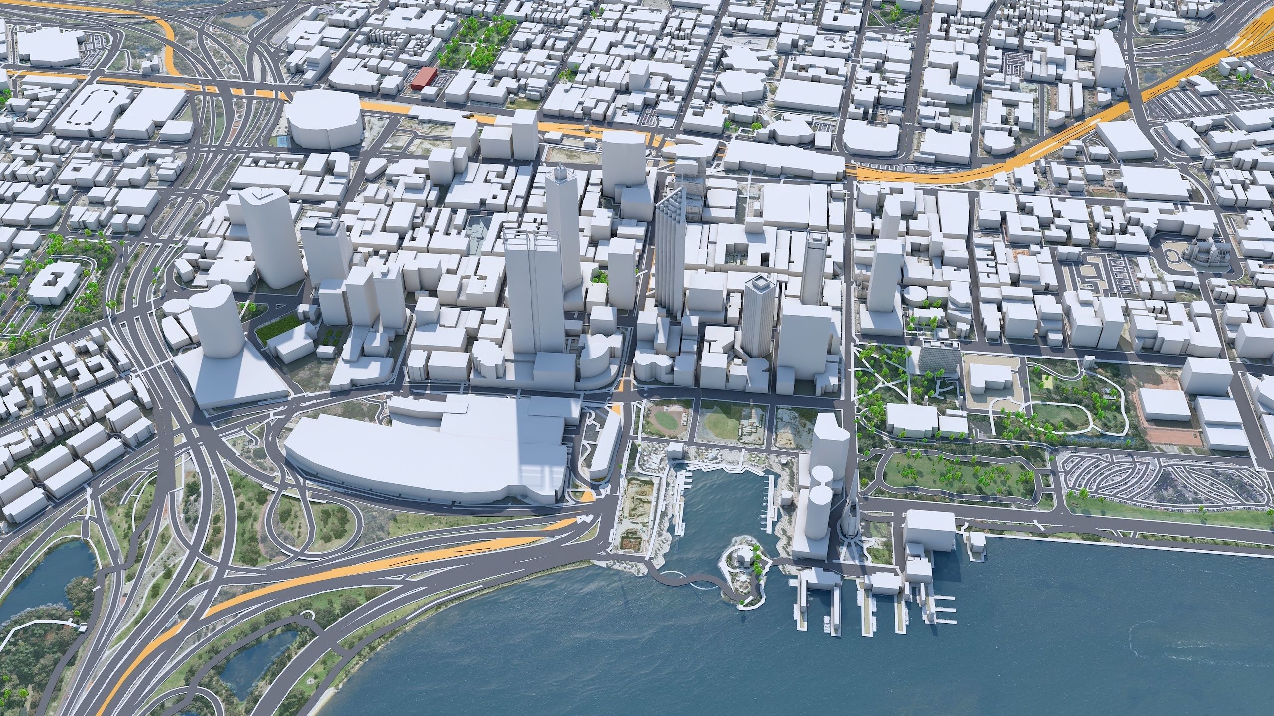 Perth Downtown Australia Low-poly 3D model_1