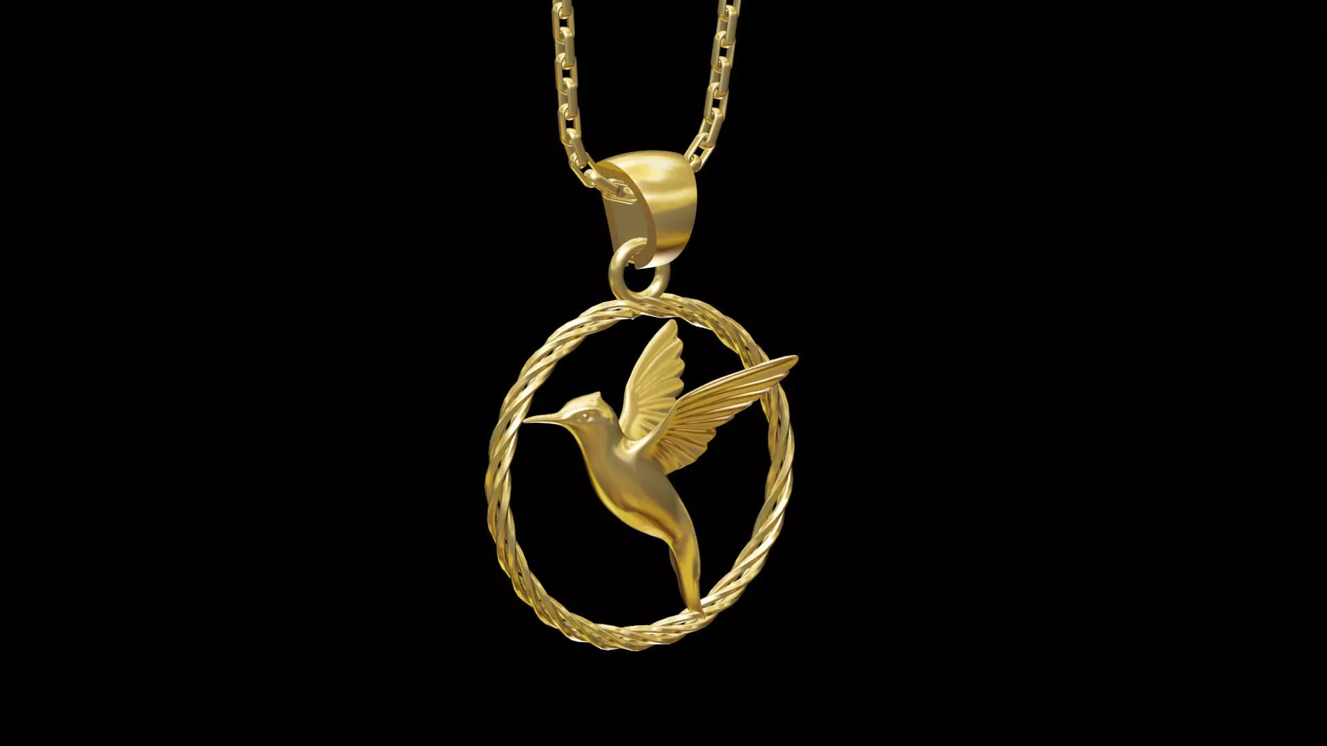 Hummingbird Pendant jewelry Gold V1 3D print model