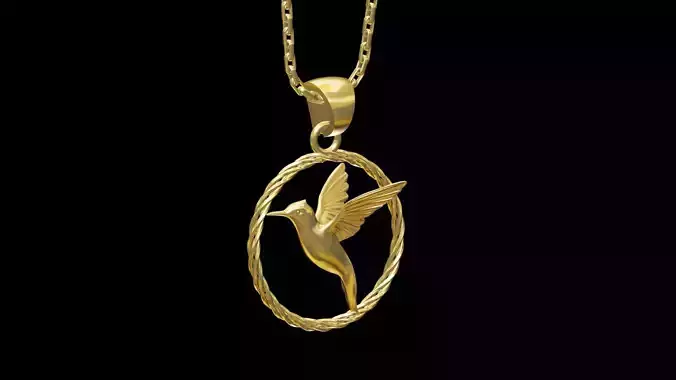 Hummingbird Pendant jewelry Gold V1