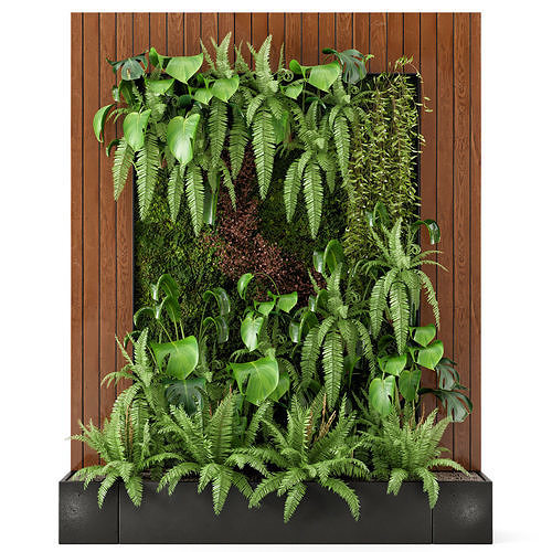 Indoor Wall Plants in rusty Concrete Pot - Set 22  3D model