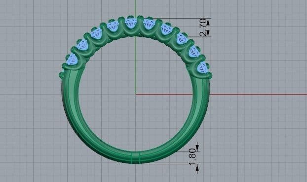 4-Row bright diamond ring 2452 3D print model 3D print model_6