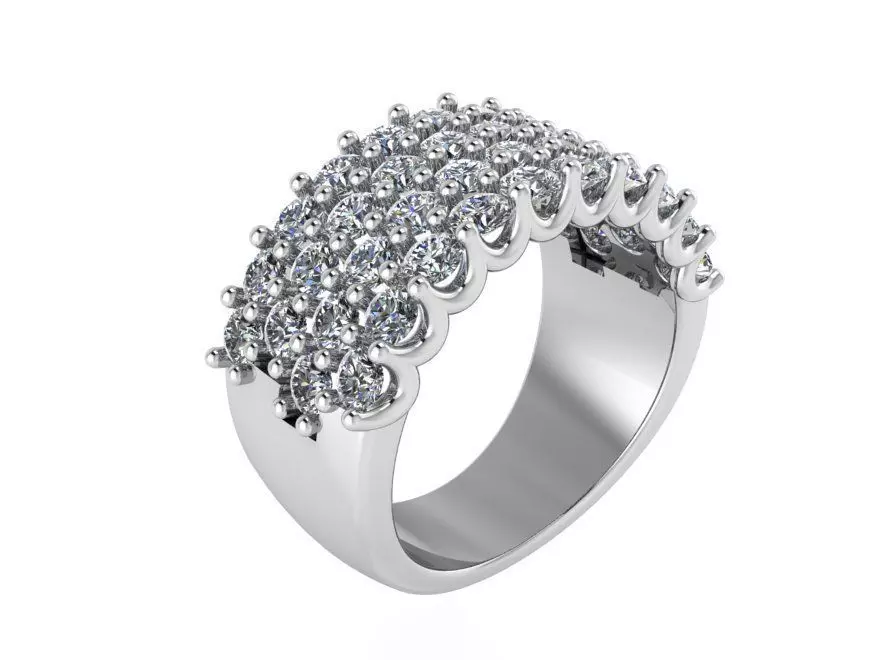4-Row bright diamond ring 2452 3D print model 3D print model_0