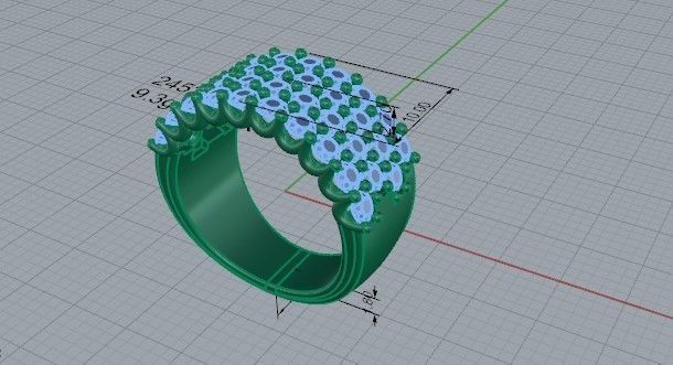 4-Row bright diamond ring 2452 3D print model 3D print model_5