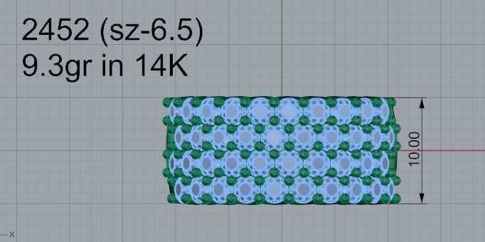 4-Row bright diamond ring 2452 3D print model 3D print model_4